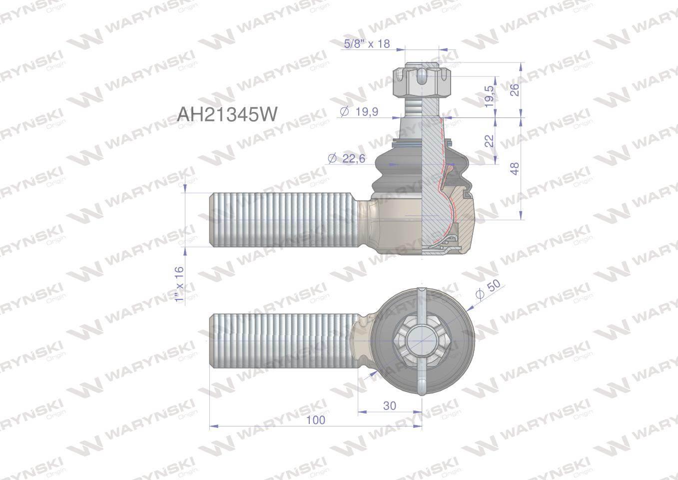 Przegub kierowniczy 100mm 1" ah21345 targańca waryński - zdjęcie 2
