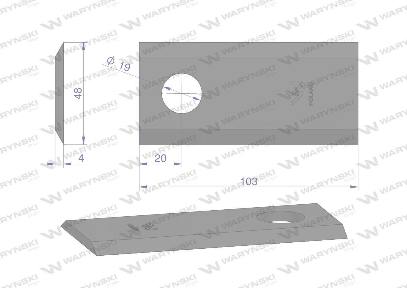 Nóżnożyk kosiarka 103x48x4mm otwór 19 122331 fella waryński 25szt - zdjęcie 2