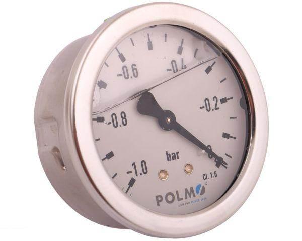 Wakuometr glicerynowy m63 1 do 0 bar tylne przyłącze g1/4" polmo