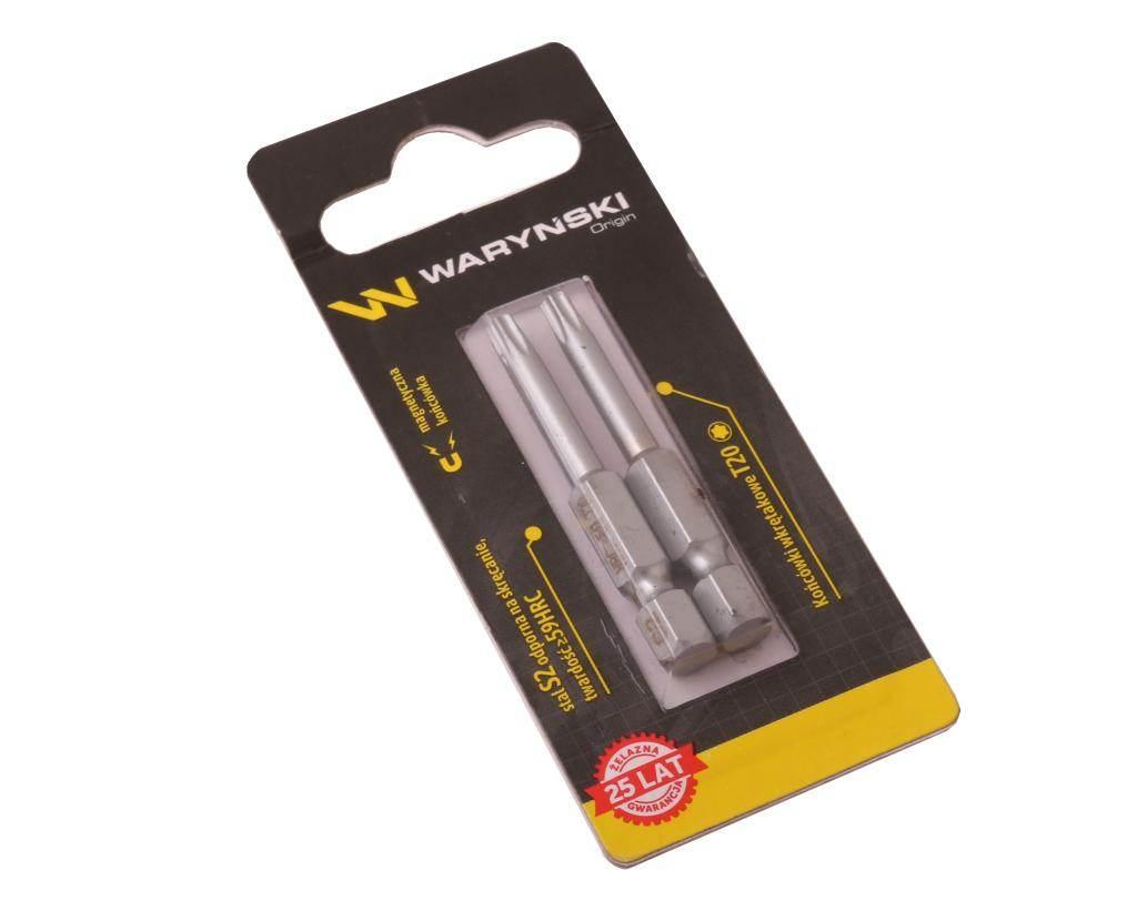Końcówki wkrętakowe bity t20 50mm waryński komplet w blistrze dwusztukowym