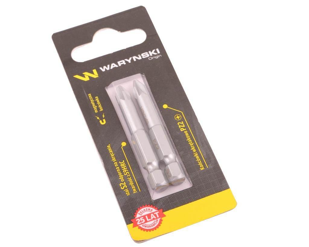 Końcówki wkrętakowe bity pz2 50mm waryński komplet w blistrze dwusztukowym