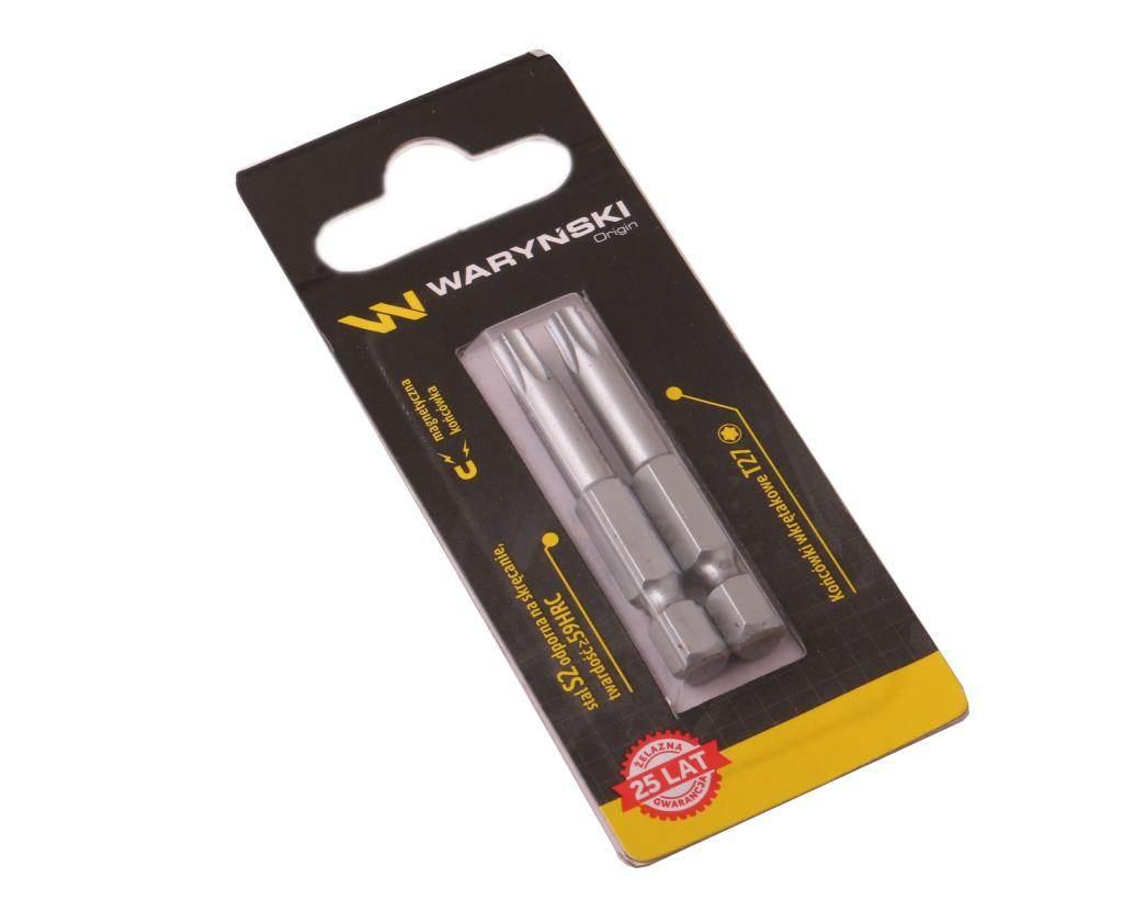 Końcówki wkrętakowe bity t27 50mm waryński komplet w blistrze dwusztukowym