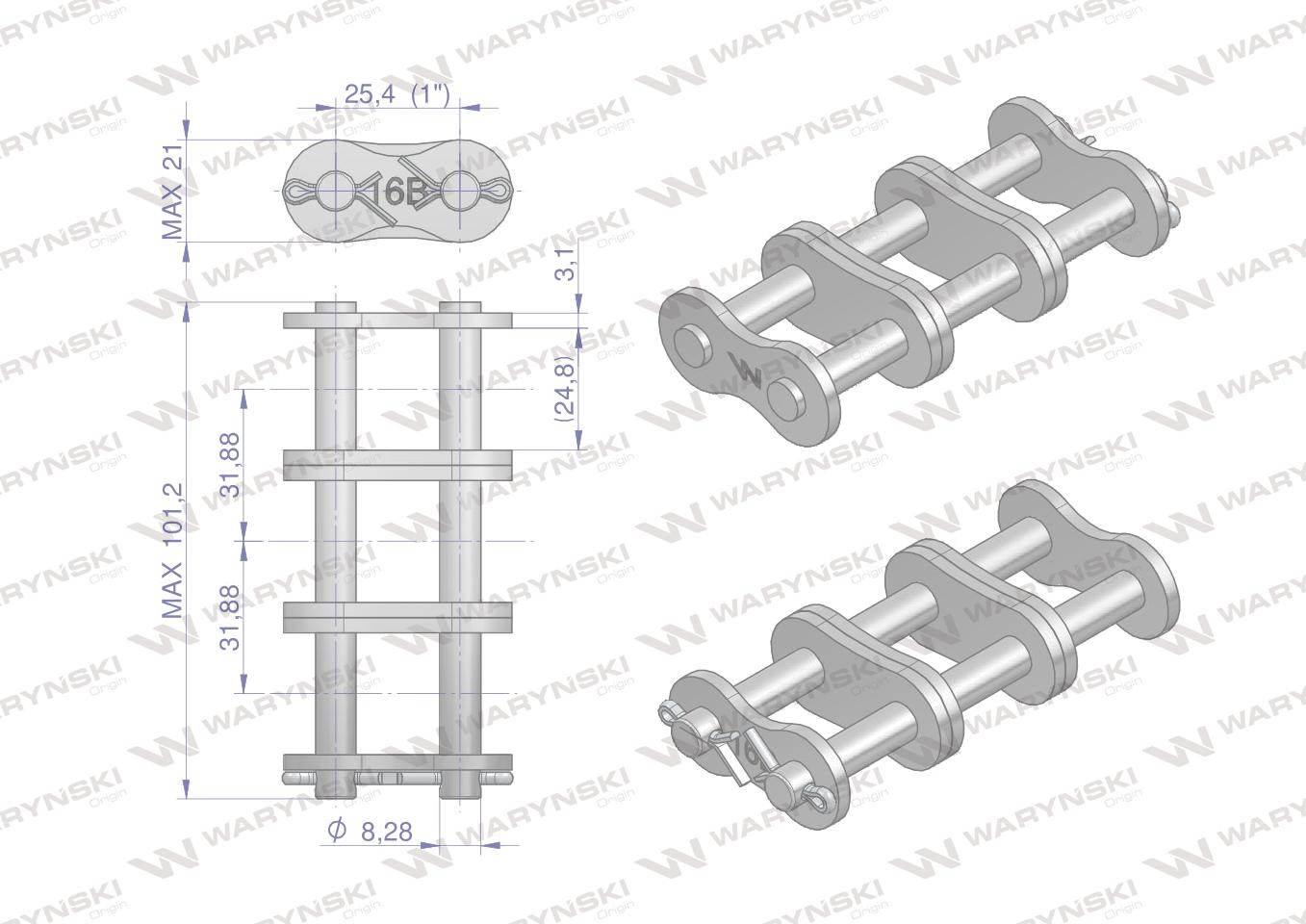 Zamek łańcucha z16b-3 r3 1 waryński 5szt - zdjęcie 2