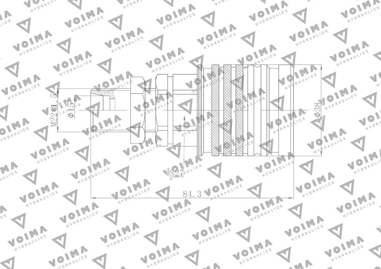 Szybkozłącze hydrauliczne gniazdo euro m22x1.5 gz push-pull long 9100822gl voima - zdjęcie 2