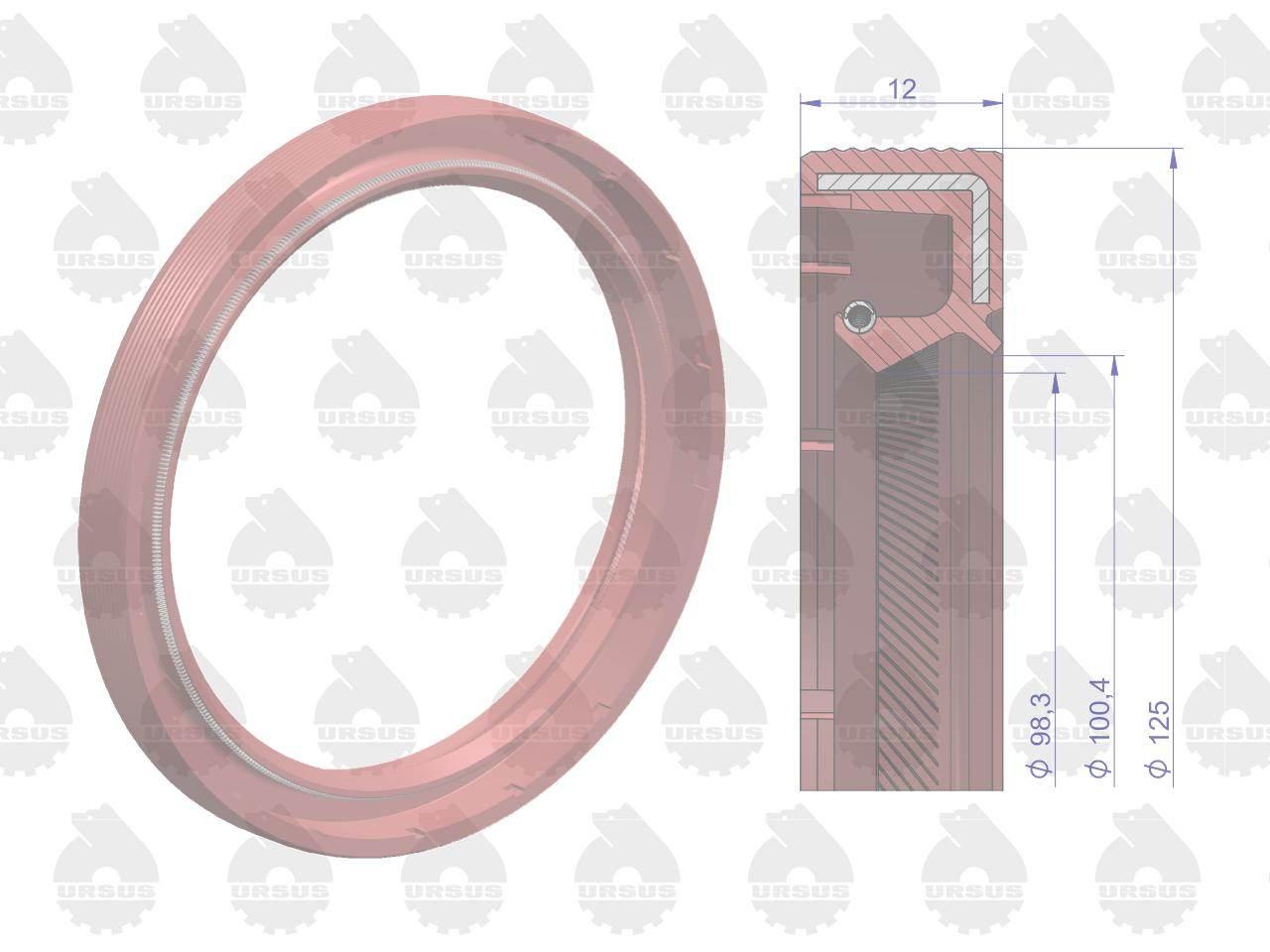 Pierścień uszczelniający uszczelniacz wału korbowego tylny fluoroelastomer - zdjęcie 3