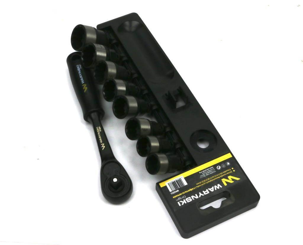 Zestaw l nasadek 3/8 15 16 17 18 19 20 22 24mm z grzechotką waryński