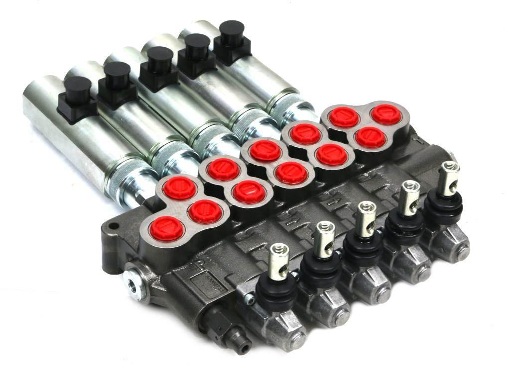 Rozdzielacz hydrauliczny 80 l/m 5 sekc.ster ręczno elektryczne 12 dc