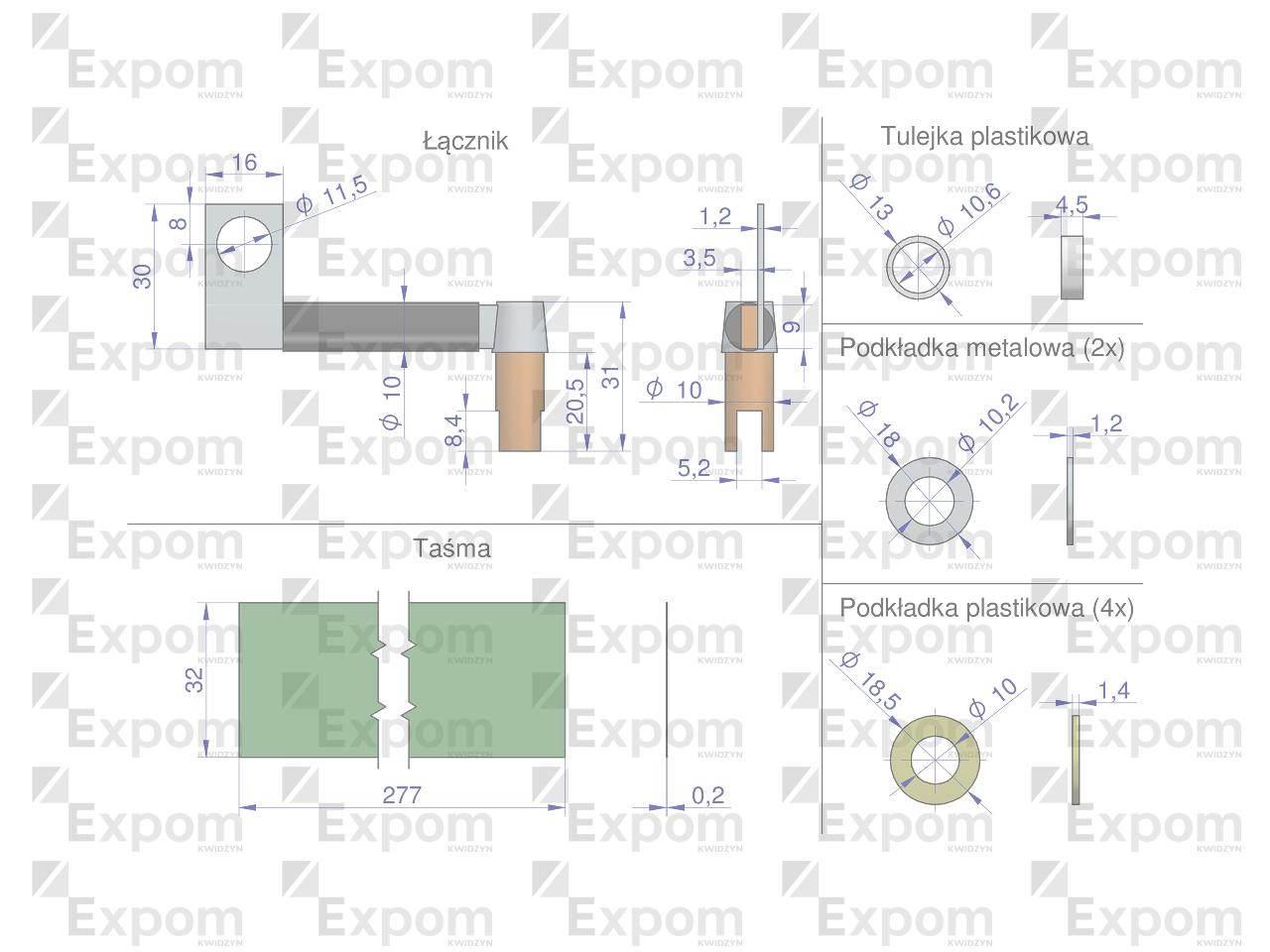 Łącznik cewek z podkładkami komplet r-10 r-11 expom kwidzyn eu - zdjęcie 2