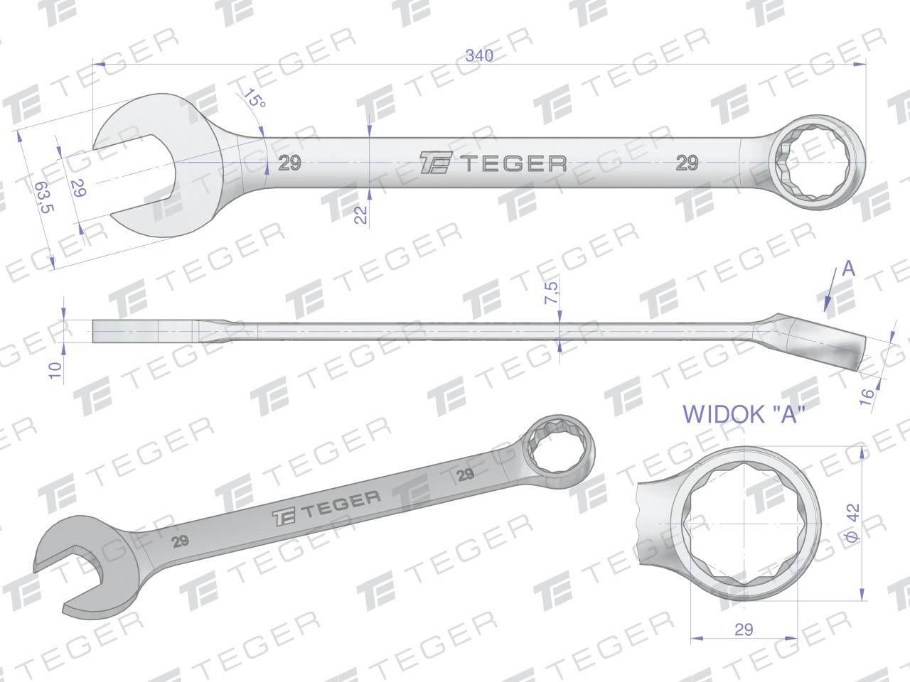 Klucz płasko-oczkowy 29mm teger | T-W-NWKPO29 - zdjęcie 3