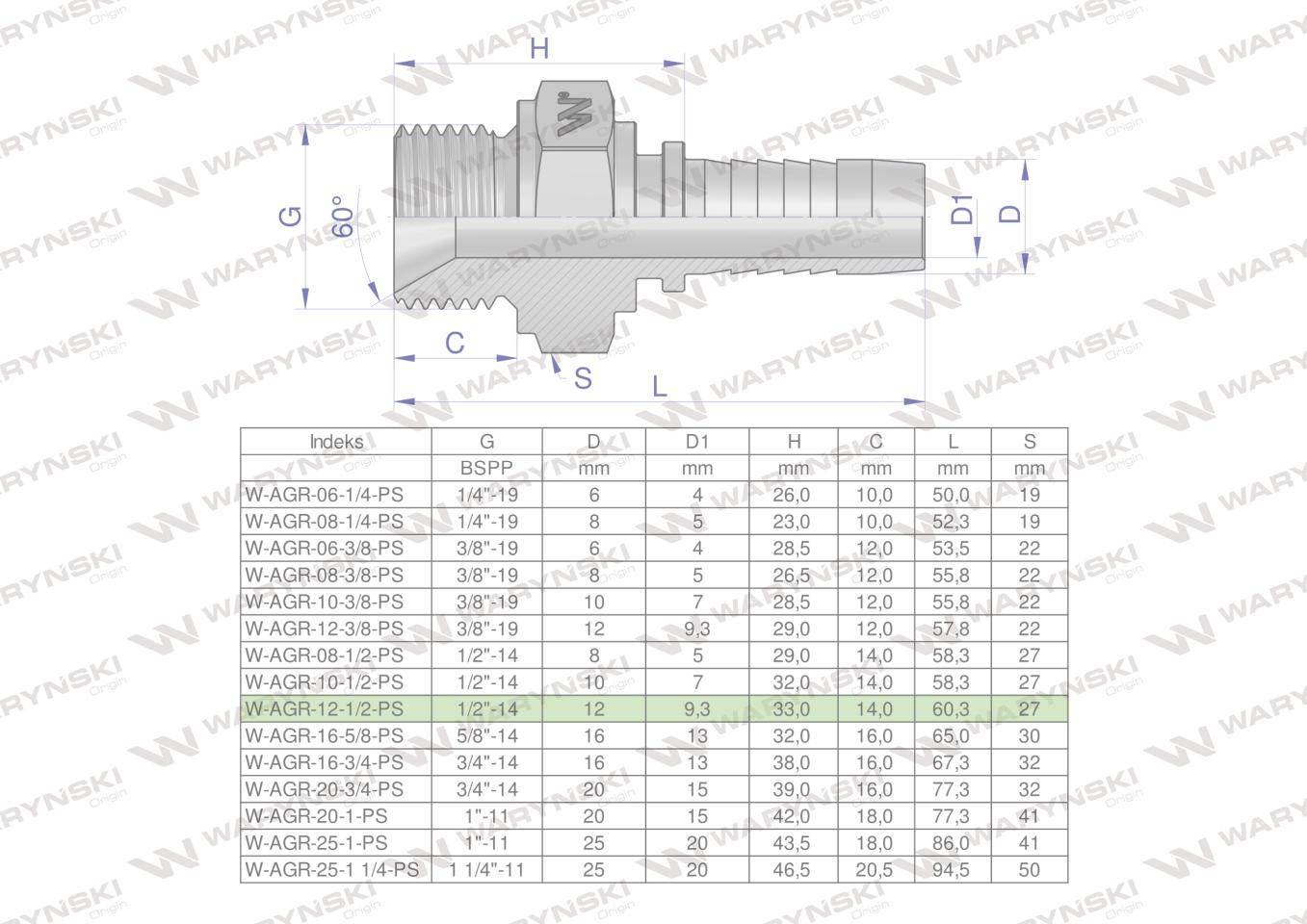 Zakucie hydrauliczne agr dn13 1/2"-14 premium waryński 10szt - zdjęcie 3