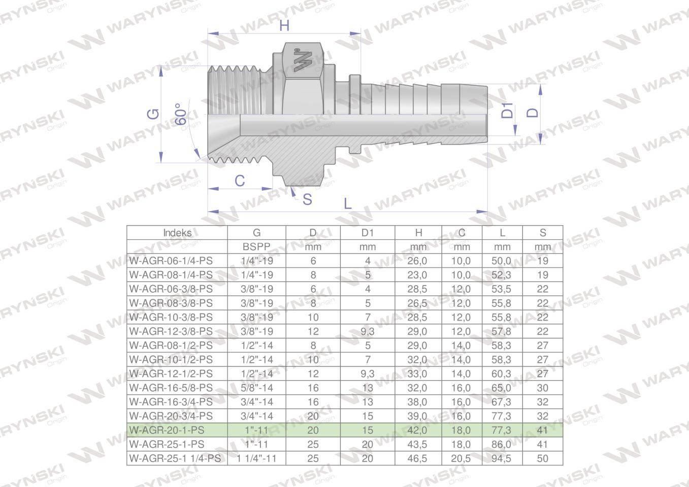Zakucie hydrauliczne agr dn20 1"-11 premium waryński 2szt - zdjęcie 3