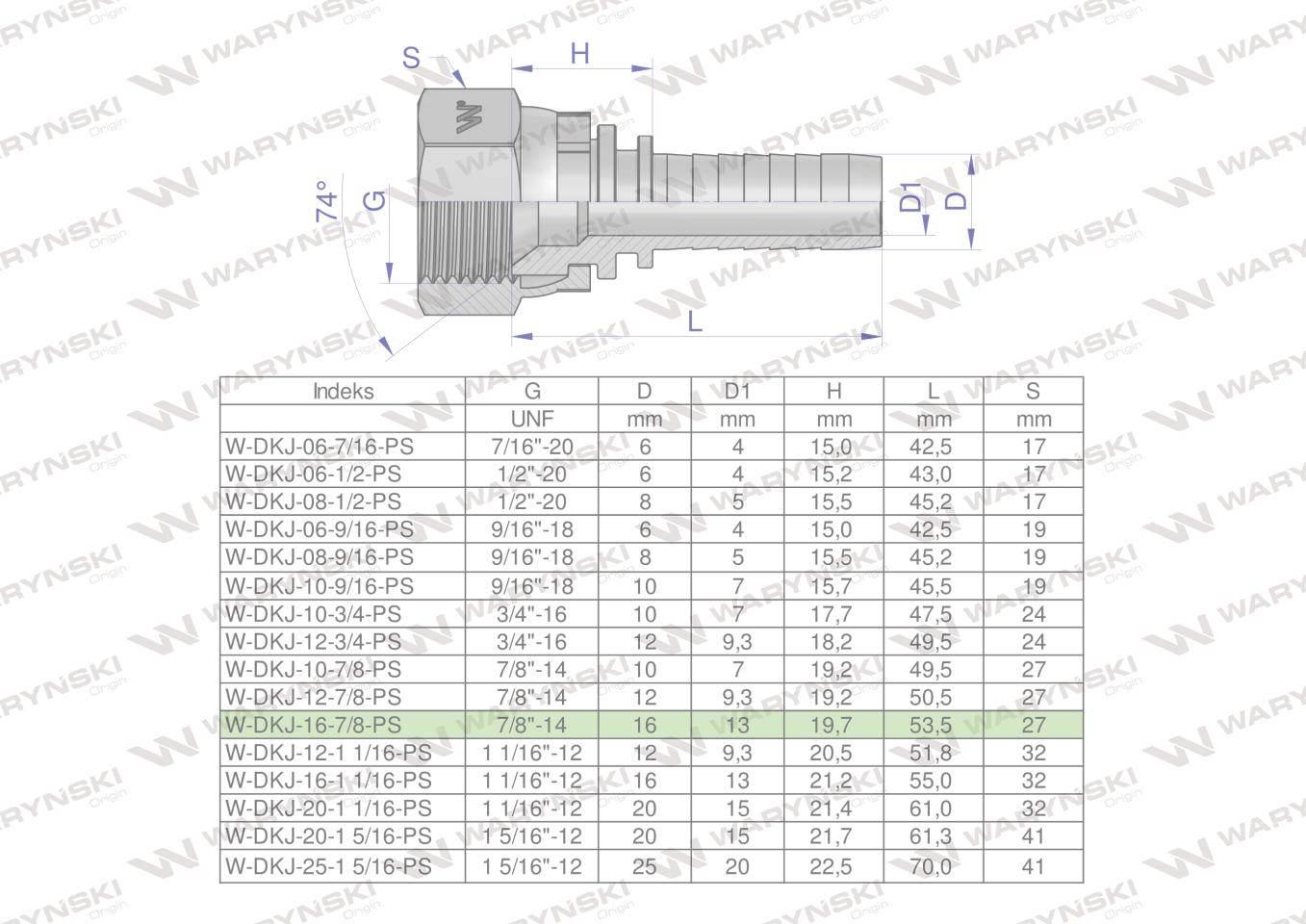 Zakucie hydrauliczne dkj dn16 7/8"-14 unf premium waryński 10szt - zdjęcie 4