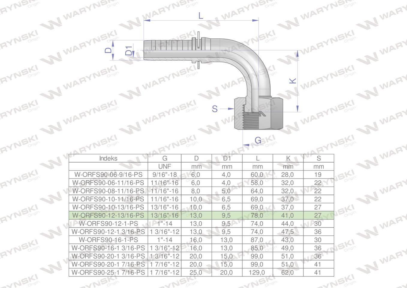 Zakucie hydrauliczne orfs90 dn13 13/16"-16 premium waryński 10szt - zdjęcie 4