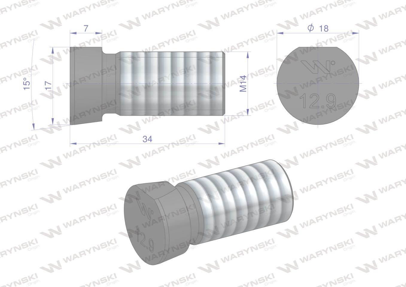Śruba płużna oval z jednej strony ścięta m14x34mm kl.12.9 kverneland waryńs - zdjęcie 2