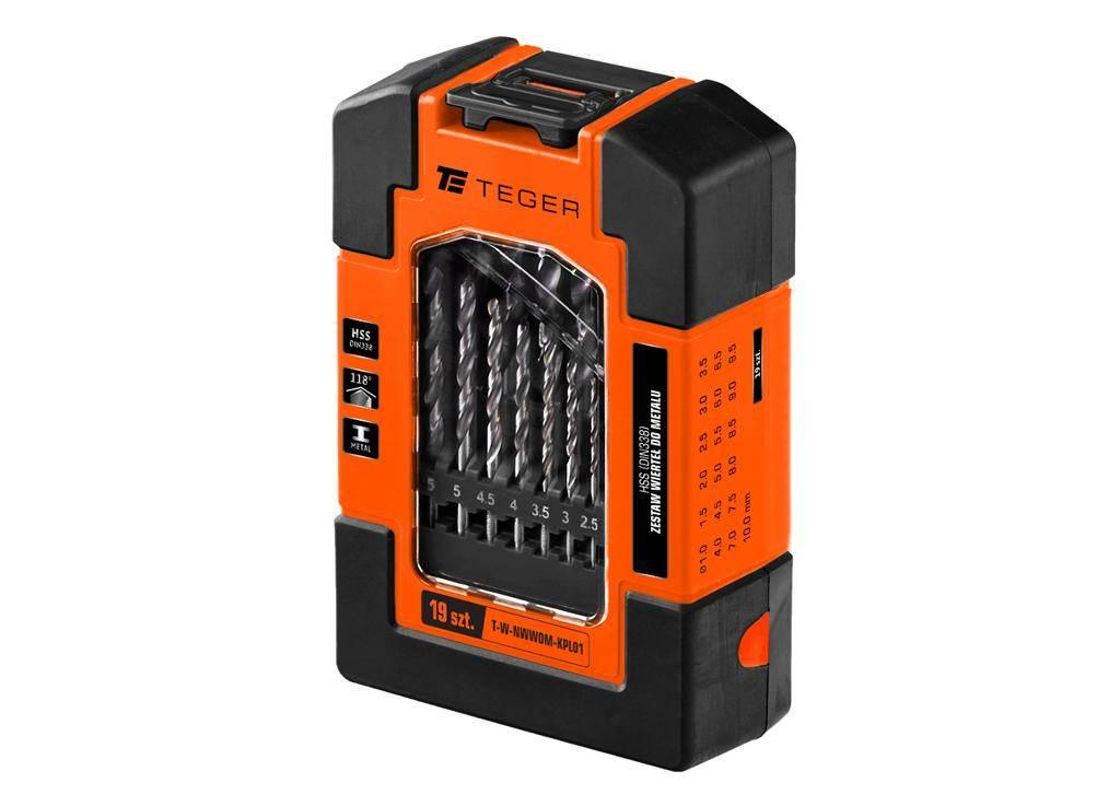 Zestaw wierteł do metalu hss din 338 19szt teger