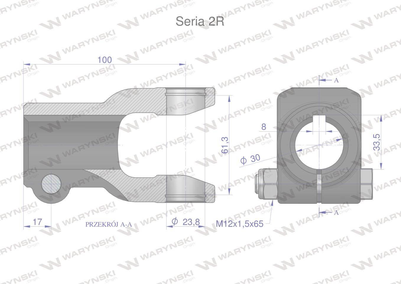 Widłak na wpust 8 śr.otw.30mm 23.8x61.3 seria 2r waryński - zdjęcie 2