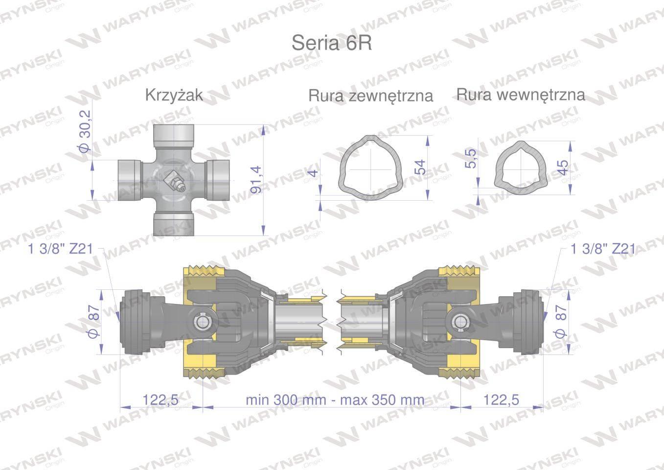 Wał przegubowo-teleskopowy 300-350mm 830nm z21 z dwóch stron ce 2020 seria - zdjęcie 3