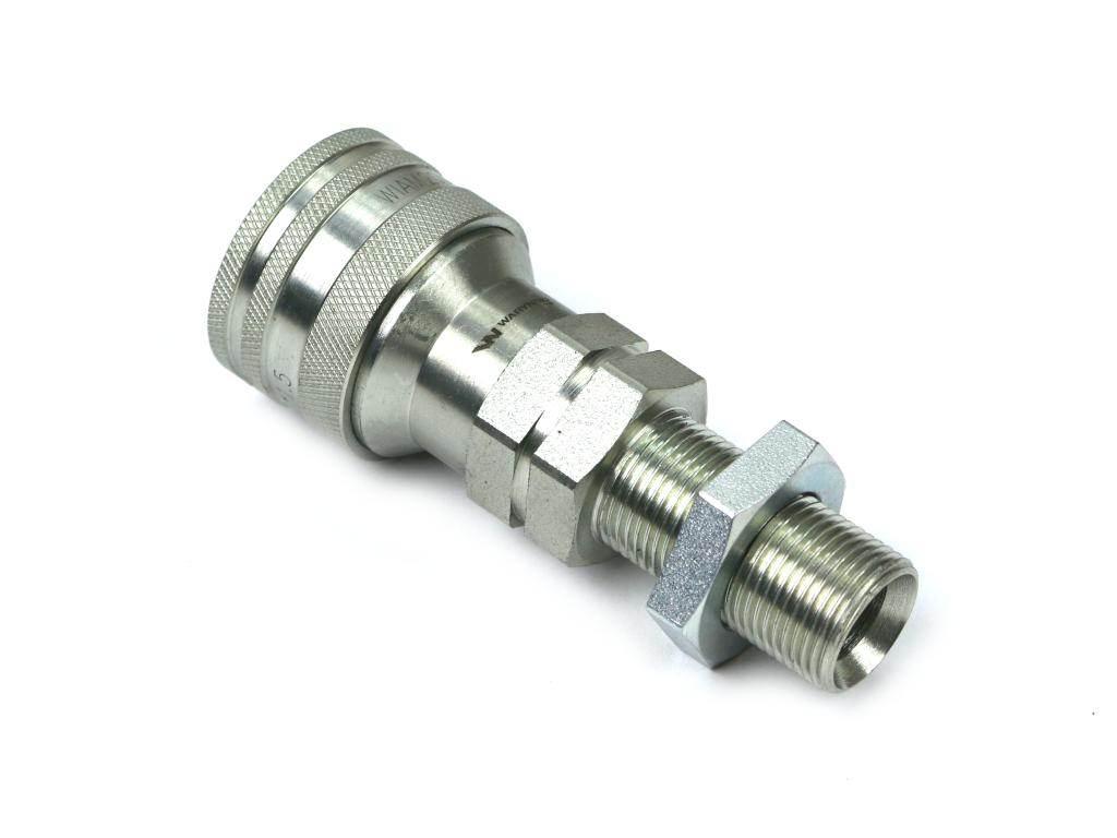 Szybkozłącze hydrauliczne gniazdo z eliminatorem ciśnienia long m18x1.5 gwint zewnętrzny euro 9100818gl iso 7241-a waryński