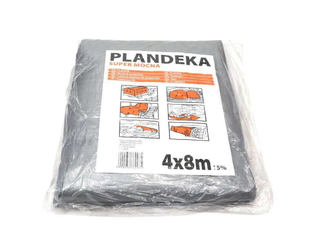 Plandeka super mocna 4x8m srebrna gramatura 160g/m2