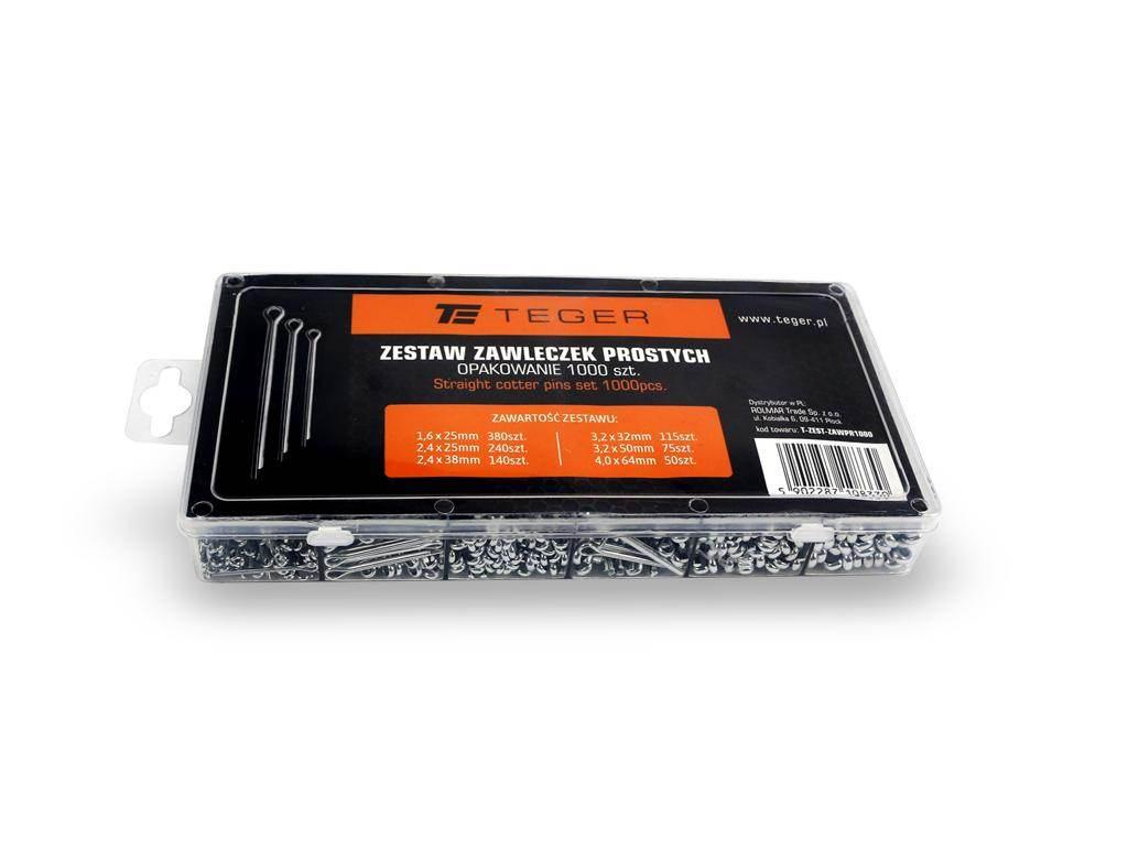 Zestaw zawleczek prostych 1000szt teger | T-ZEST-ZAWPR1000