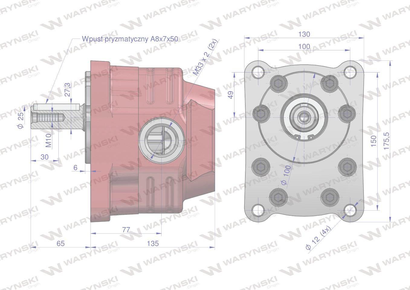 Pompa hydrauliczna zębata do cyklop pzs-kz-40p obroty prawe 20mpa w korpusi - zdjęcie 4