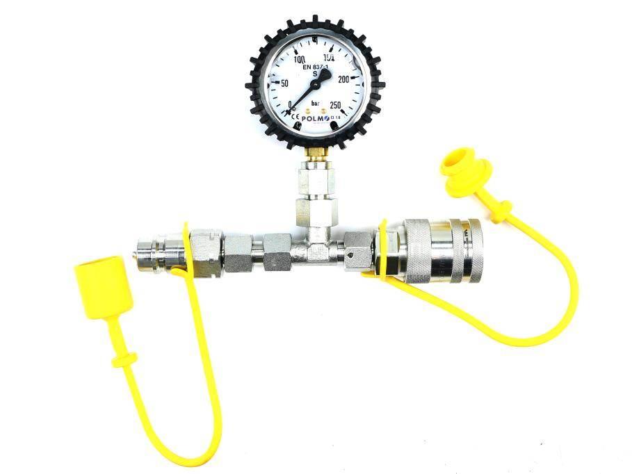Zestaw pomiarowy ciśnienia hydrauliki z manometrem 250 bar wtyczka i gniazd