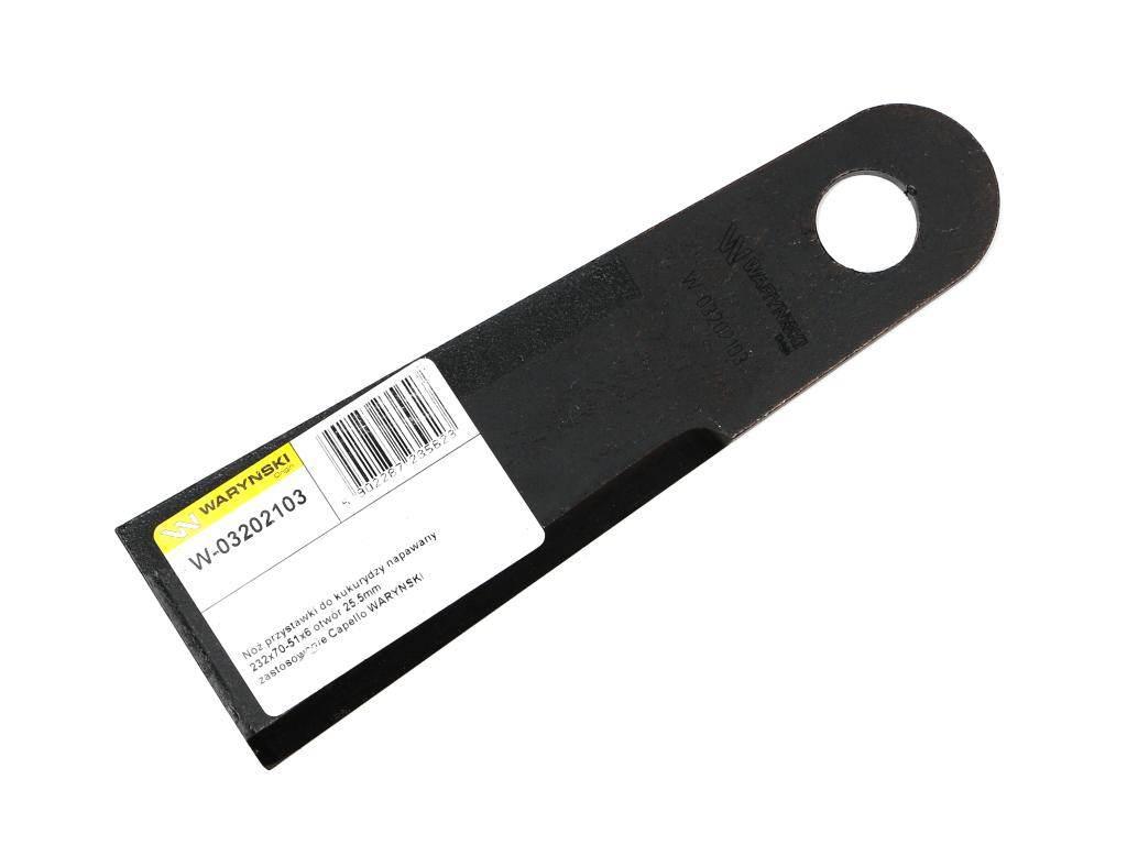 Nóż przystawki do kukurydzy napawany 232x70-51x6 otwór 25.5mm capello waryń