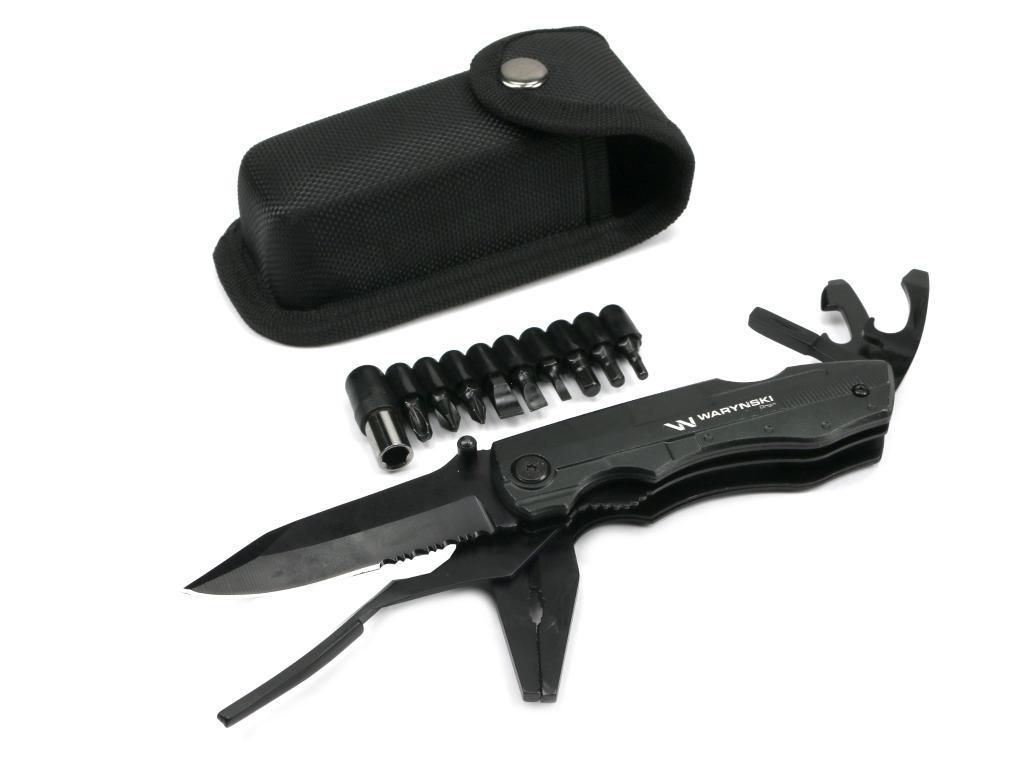 Multitool czarny 11 narzędzi plus 9 bitów waryński