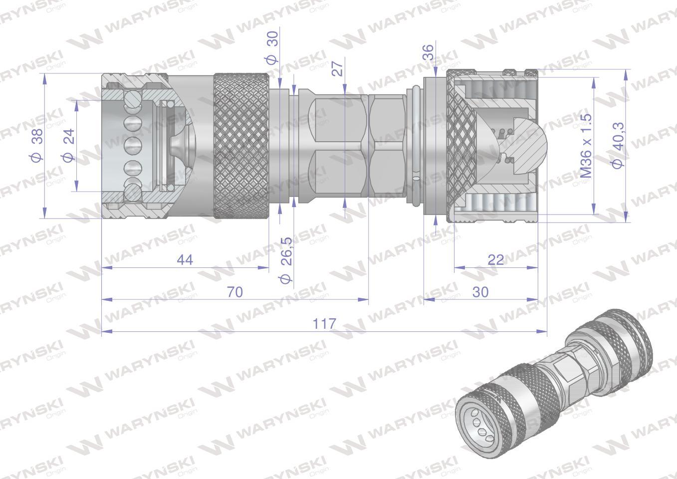 Redukcja wtyczka/gniazdo euro push-pull skręcane 50493redukcja waryński opa - zdjęcie 2