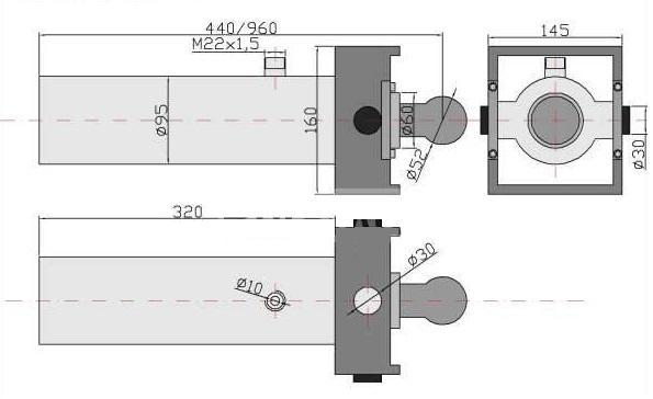 Cylinder hydraulicznysiłownik kpl d-35d-47 ct-s305-16-60/2/520 jednostronny - zdjęcie 3