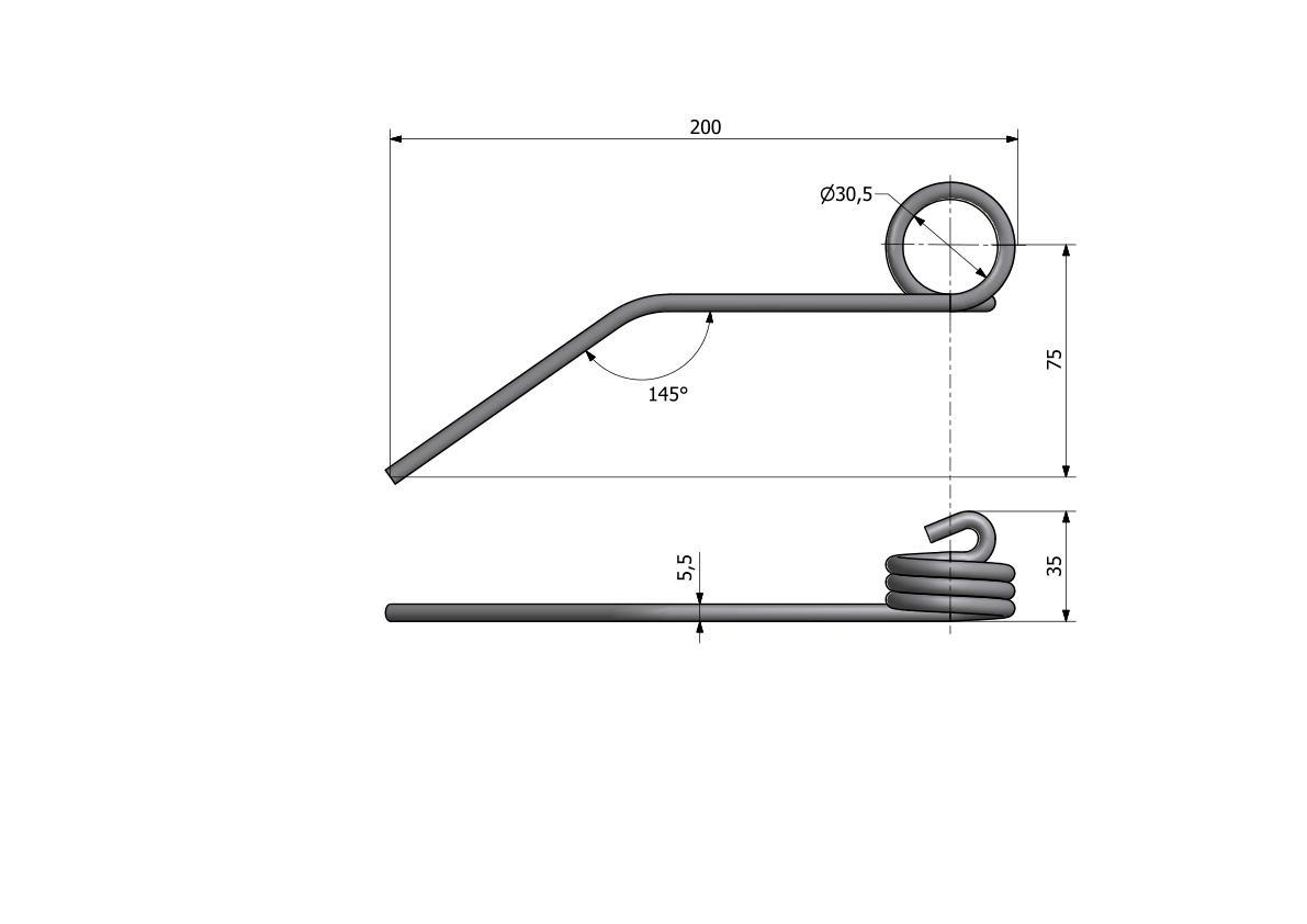 Palec sprężysty motowideł l-200mm fi 5,5mm claas - zdjęcie 3