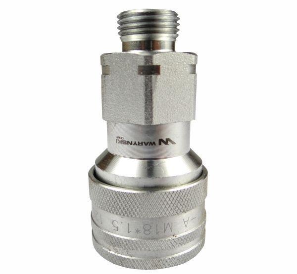 Szybkozłącze hydrauliczne gniazdo m18x1.5 gwint zewnętrzny euro 9100818g iso 7241-a waryński