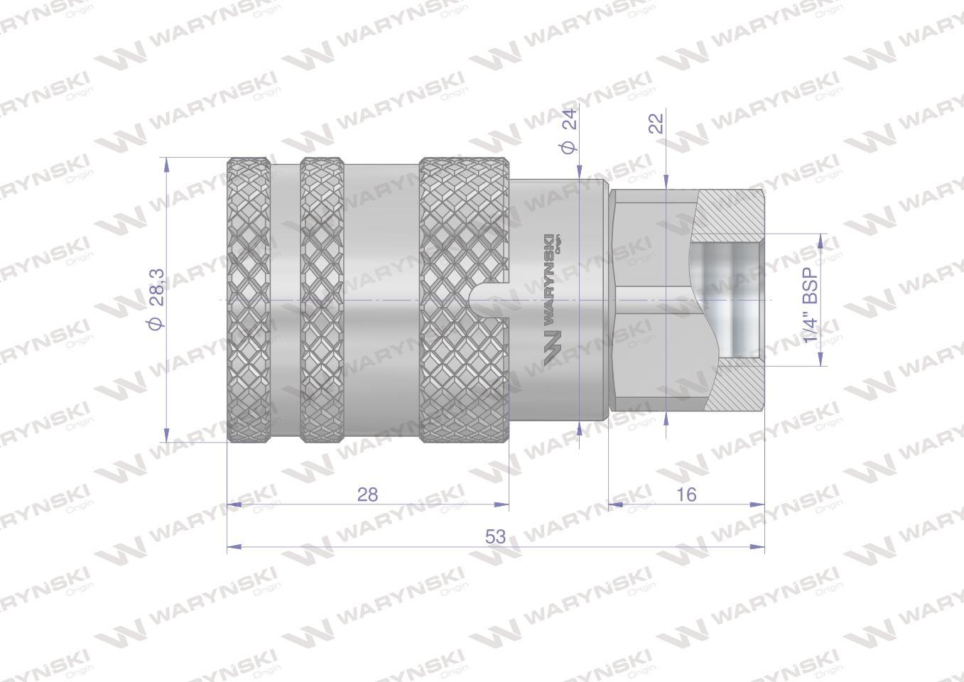 Szybkozłącze hydrauliczne suchoodcinające gniazdo g1/4"bsp gwint wewnętrzny - zdjęcie 4