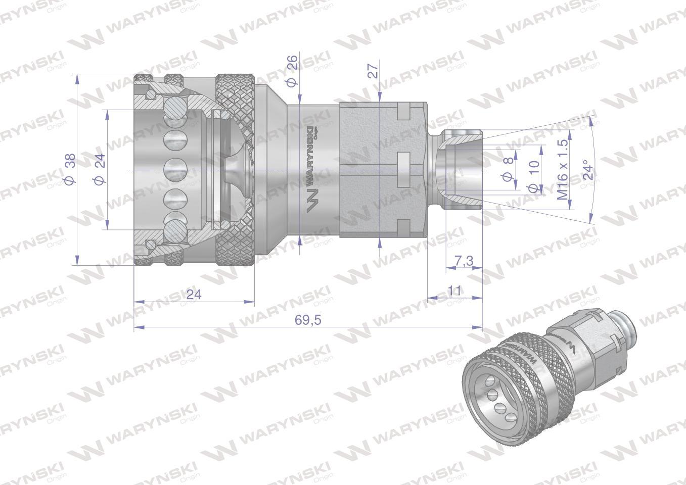 Szybkozłącze hydrauliczne gniazdo m16x1.5 gwint zewnętrzny euro 9100816g is - zdjęcie 3