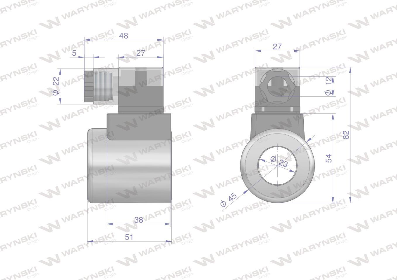 Cewka dzielnika elektrozaworu w-e38dvs6/2 w-e12dvs6/2 24v dc 30w waryński - zdjęcie 2