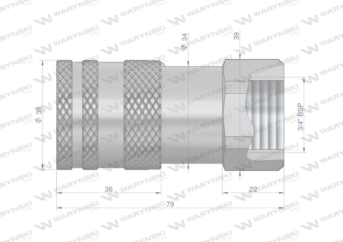 Szybkozłącze hydrauliczne suchoodcinające rozmiar 1/2 gniazdo g3/4"bsp gwin - zdjęcie 3