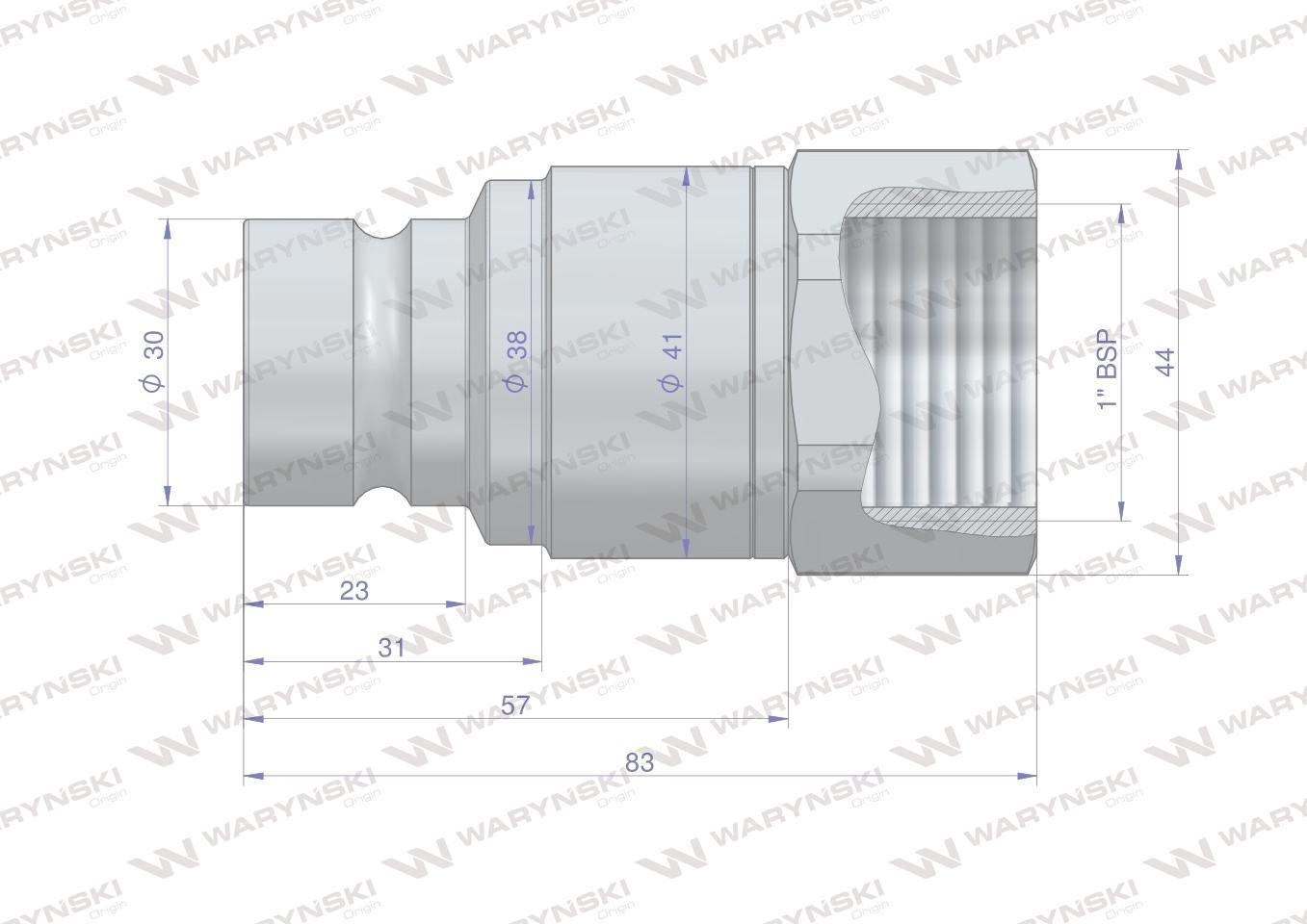 Szybkozłącze hydrauliczne suchoodcinające rozmiar 3/4 wtyczka g1"bsp gwint - zdjęcie 3