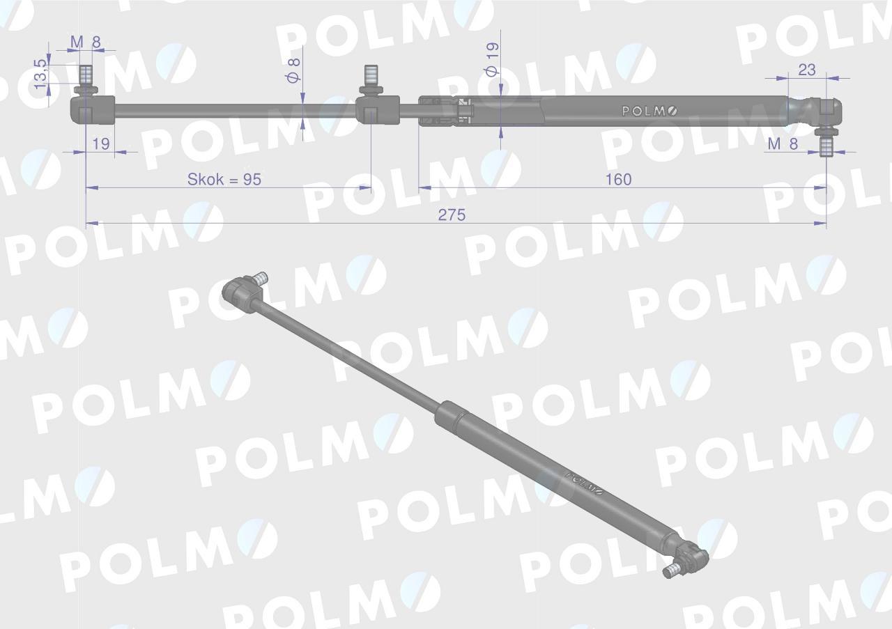 Siłownik drzwi l max 275mm 3476027m1p massey ferguson polmo - zdjęcie 2