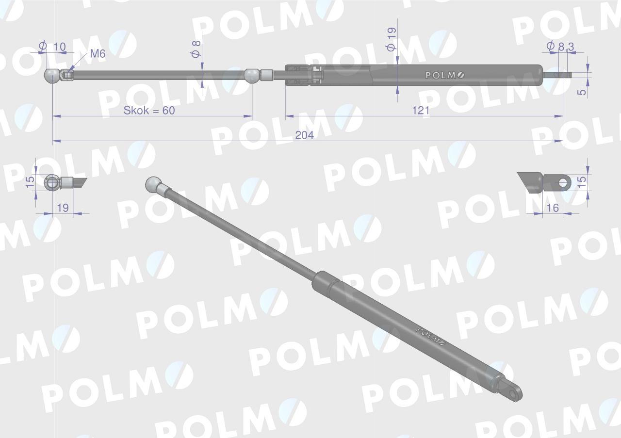 Siłownik pedału sprzęgła l max 204mm 3583941m1p massey ferguson polmo - zdjęcie 2