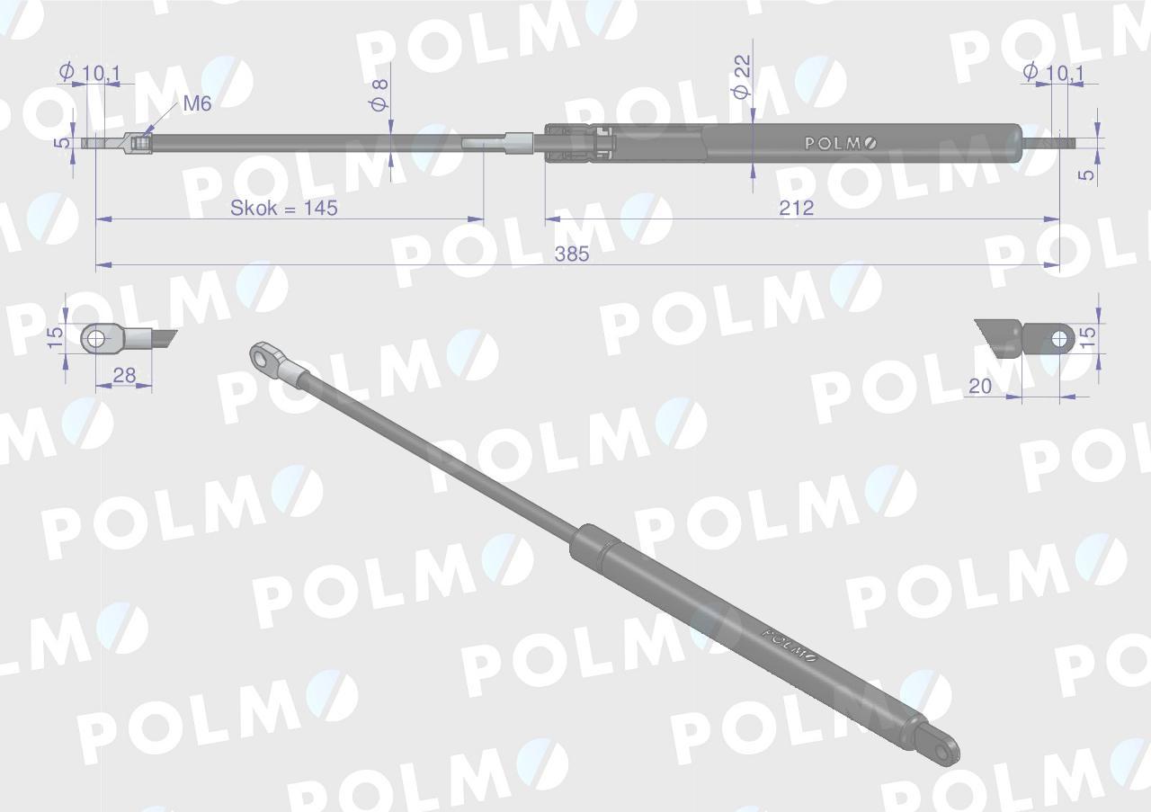 Siłownik maski l max 385mm 65415046 massey ferguson polmo - zdjęcie 2