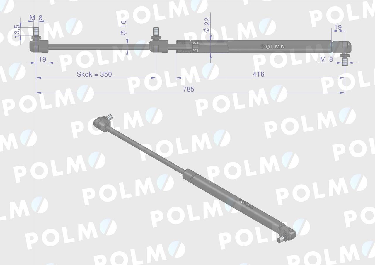 Siłownik maski l max 785mm 3780734m1p massey ferguson polmo - zdjęcie 2