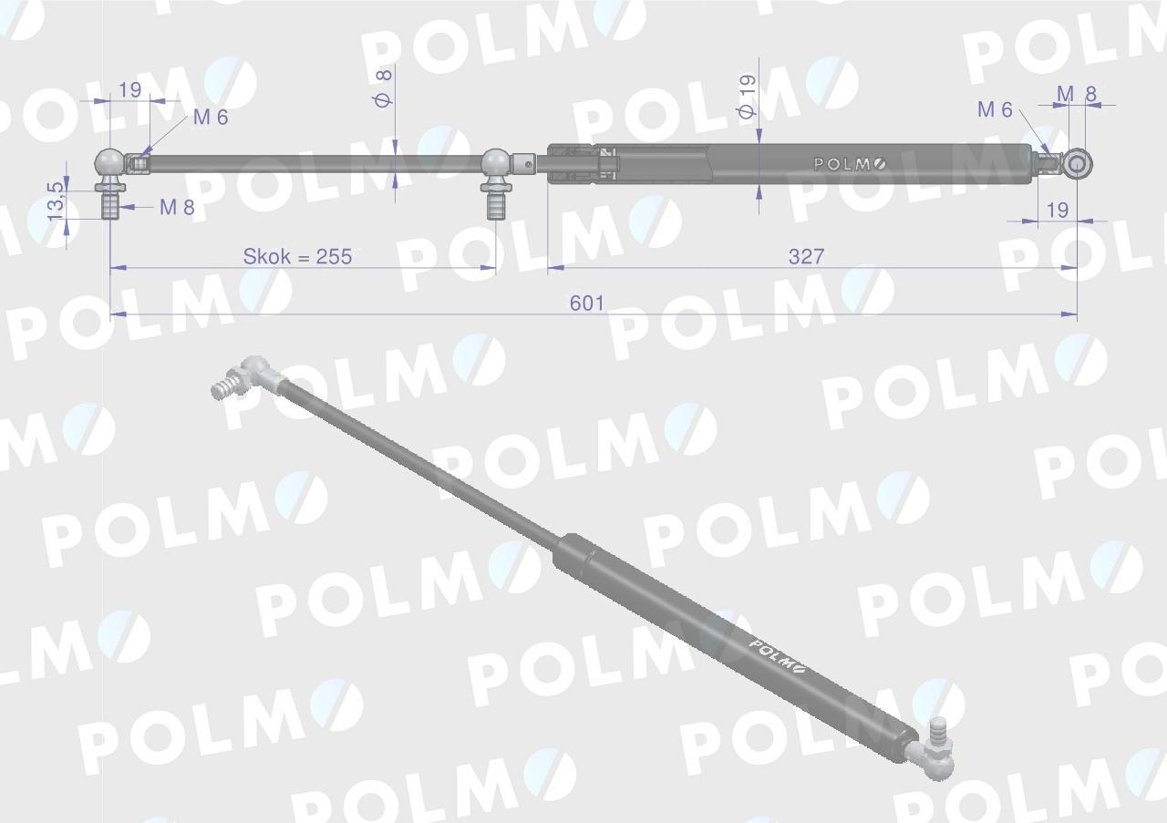 Siłownik szyby tylnej l max 601mm 65499069 dieteg fritzmeier polmo - zdjęcie 2