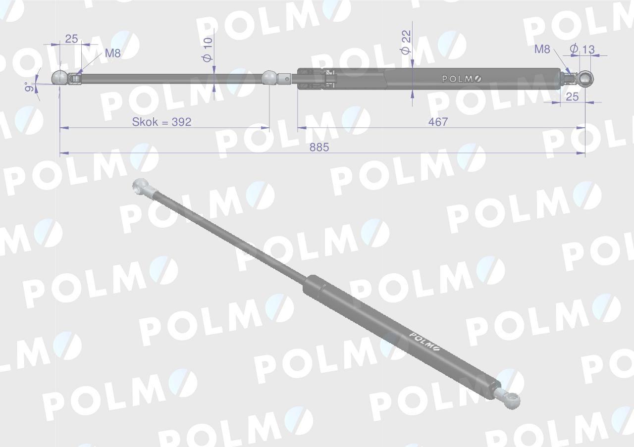 Siłownik maski l max 885mm 65415047 massey ferguson polmo - zdjęcie 2