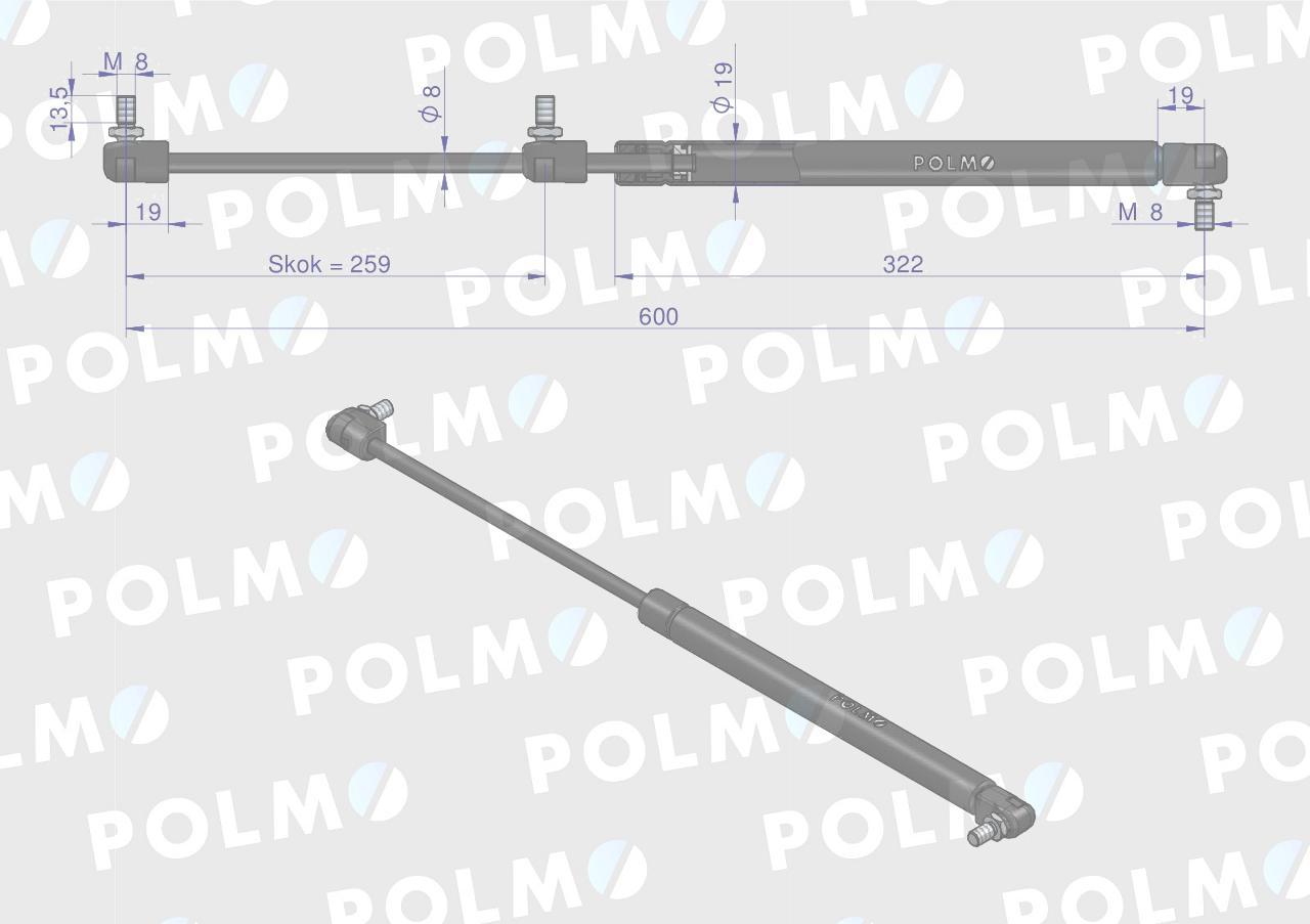 Siłownik szyby przedniej drzwi l max 600mm 65499070 dieteg polmo - zdjęcie 2