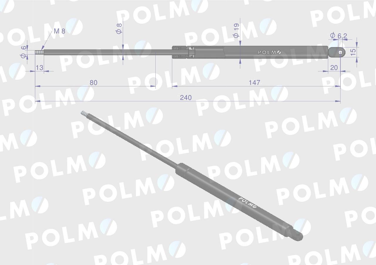 Siłownik szyby tylnej szyberdachu l max 240mm 65412022 john deere polmo - zdjęcie 3