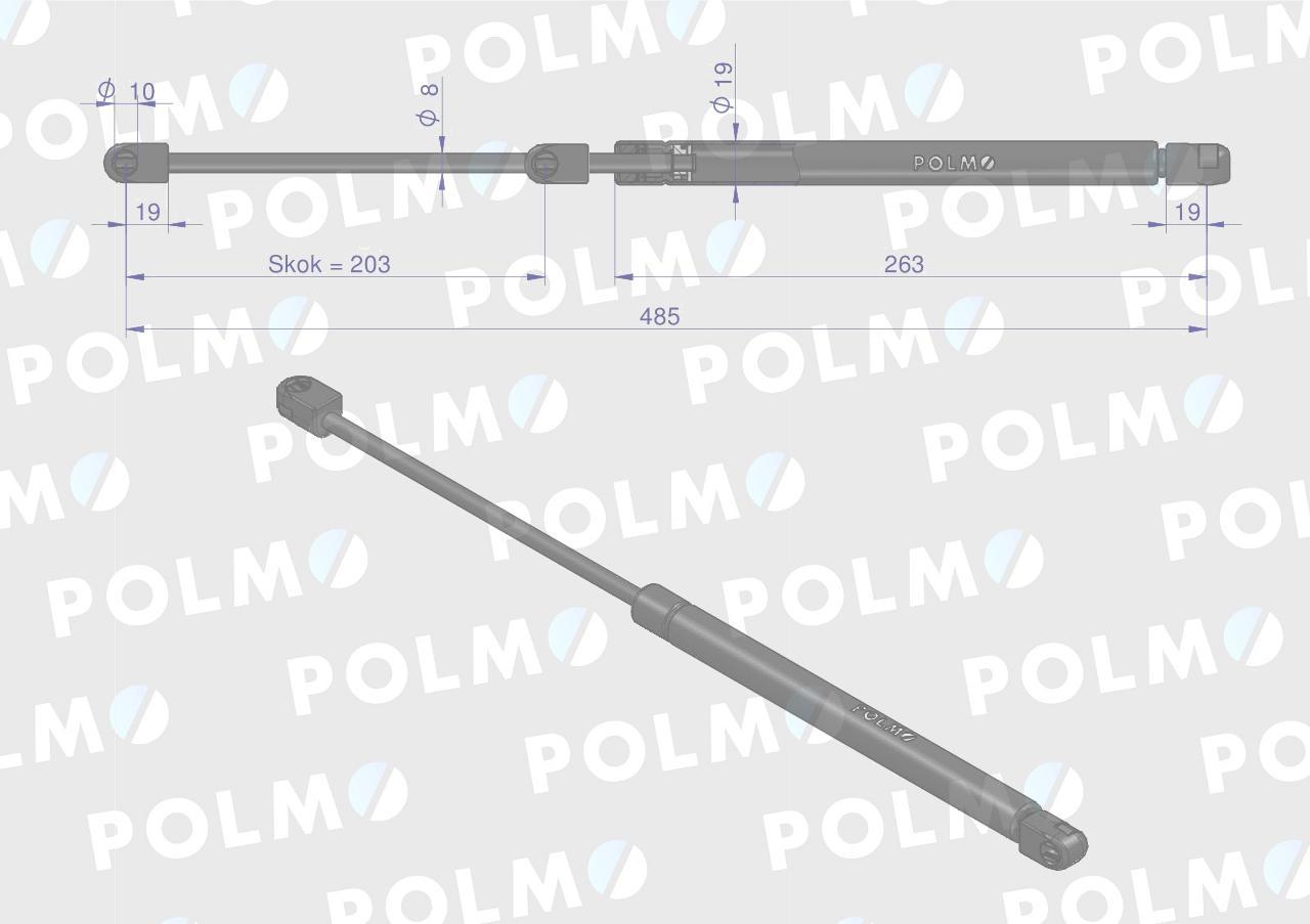 Siłownik szyby przedniej l max 485mm 3901111m1p massey ferguson polmo - zdjęcie 2