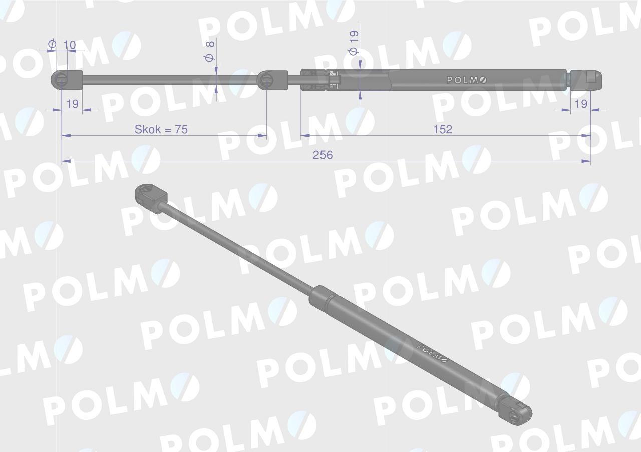 Siłownik drzwi l max 256mm 65499075 fritzmeier case polmo - zdjęcie 2