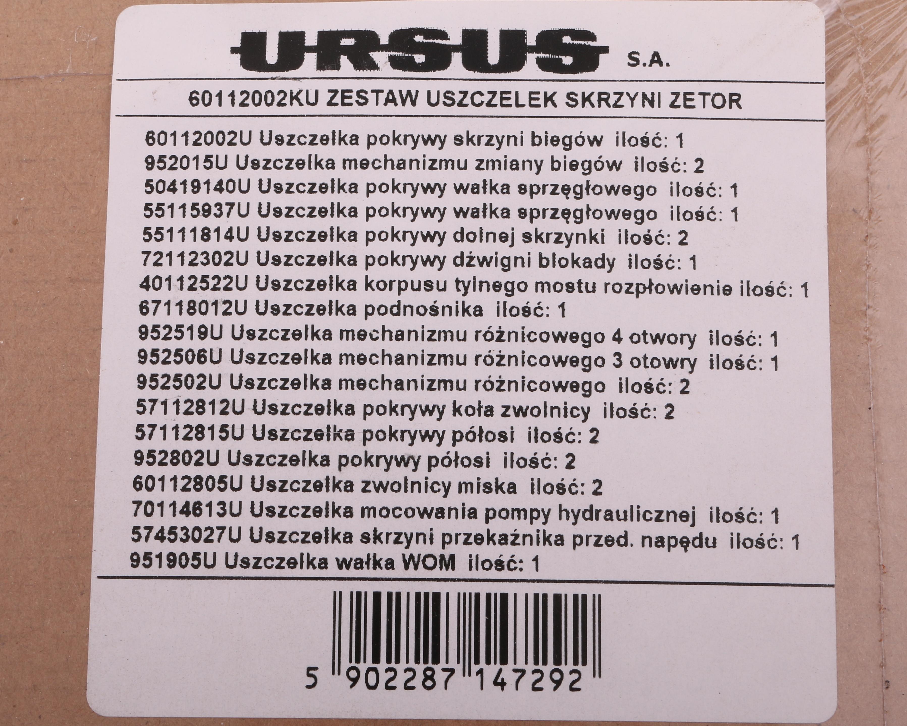 Komplet zestaw uszczelek skrzyni mostu zetor oryginał ursus - zdjęcie 2