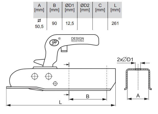 Głowica zaczepowa zsk-1300h dmc1300kg przyczepka spp - zdjęcie 2