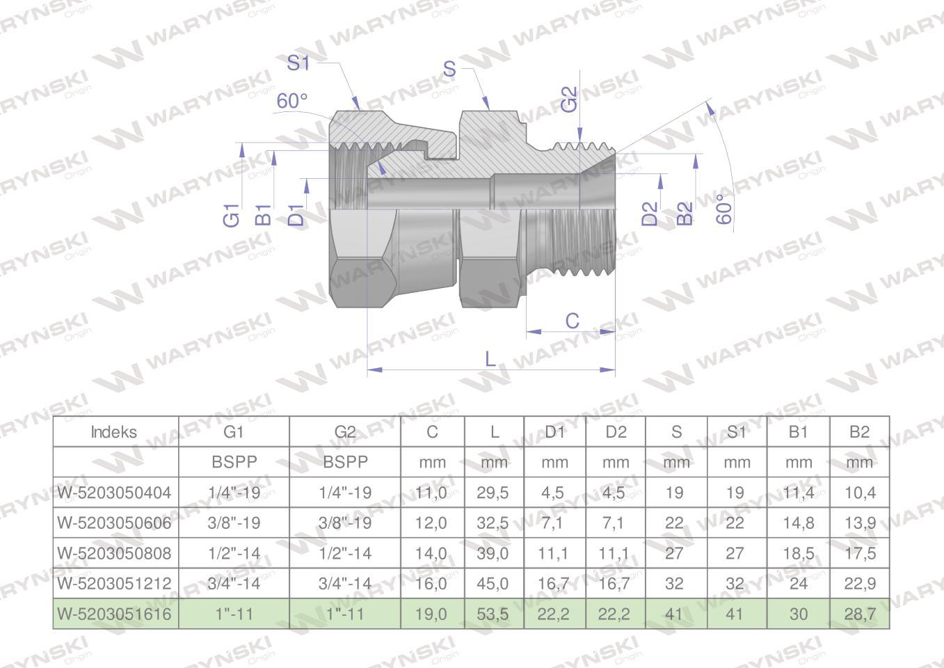Złączka hydrauliczna calowa ab 1" bsp xkor waryński - zdjęcie 4